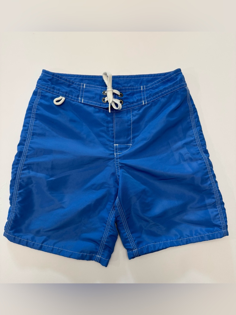Sundek Boys Dark Blue Long Swim Trunks with White Drawstring in Size 8